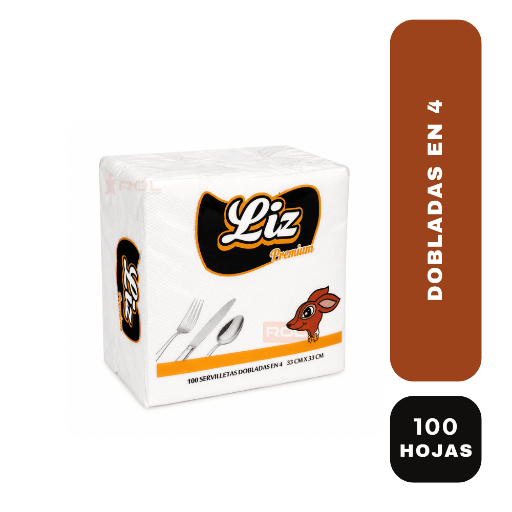 Liz premium servilleta doblada en 4 x 100 unidades