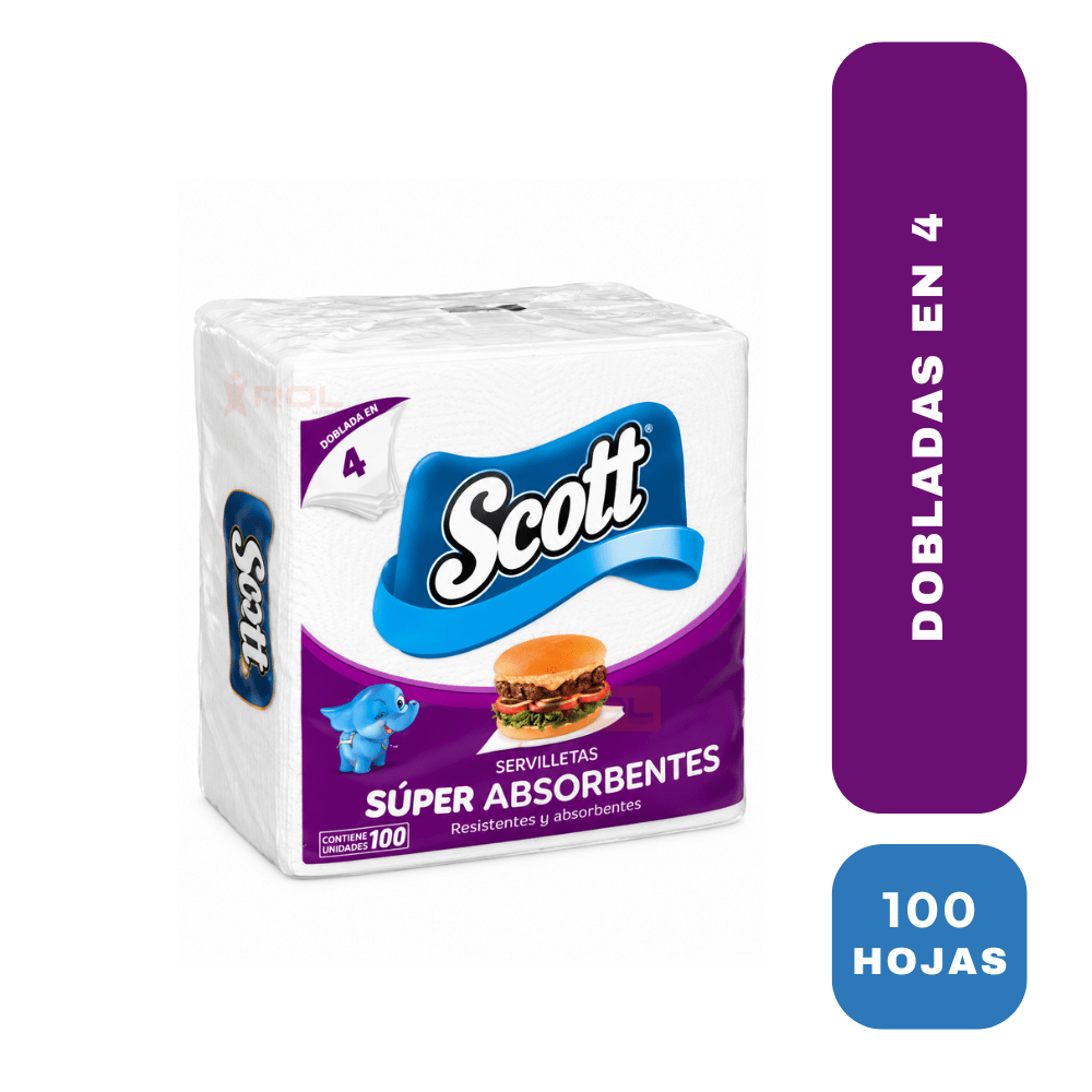 Scott servilletas dobladas en 4 X 100 unidades