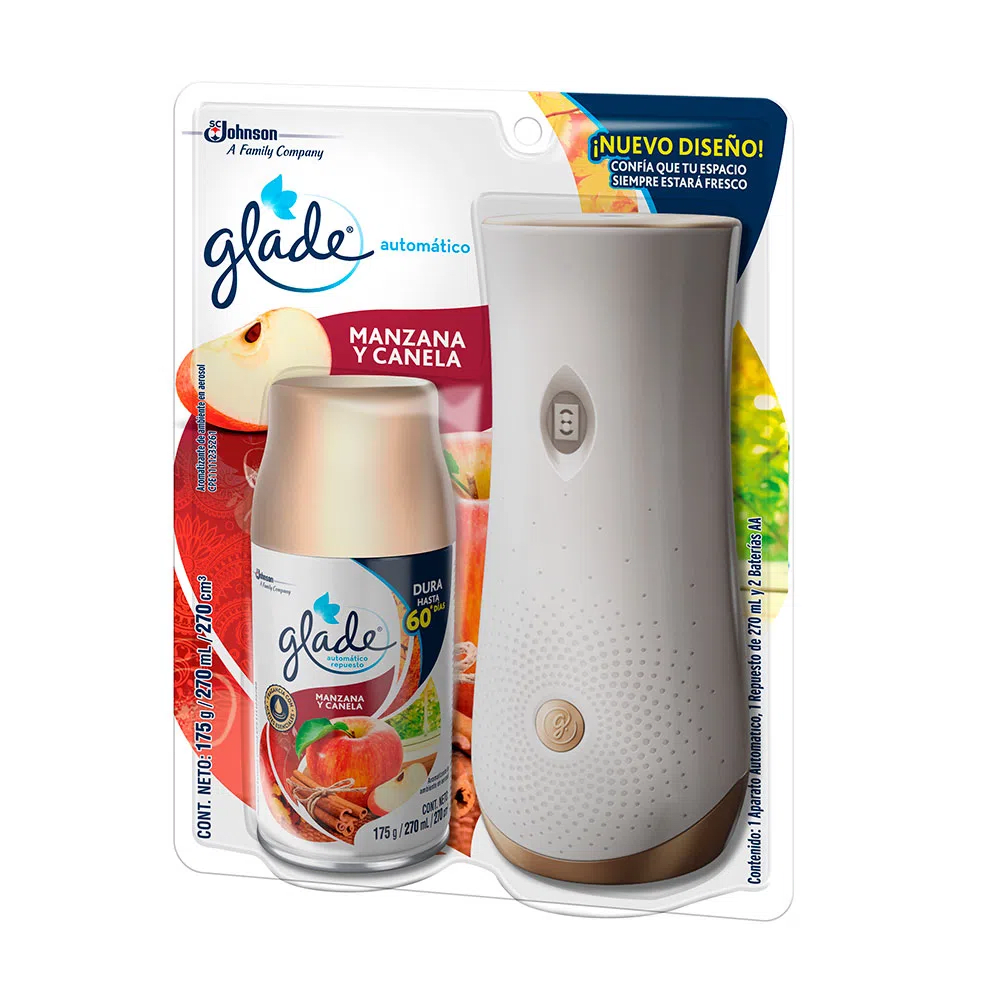 Glade automático manzana canela aparato +1 repuesto 270 ml