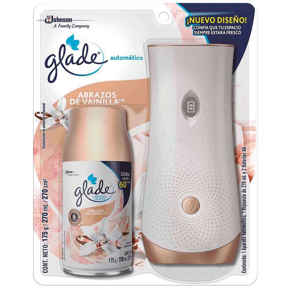 Glade automático abrazos de vainilla aparato +1 repuesto 270 ml