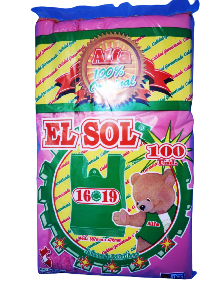 Alfa bolsas de colores con asa 16 x 19