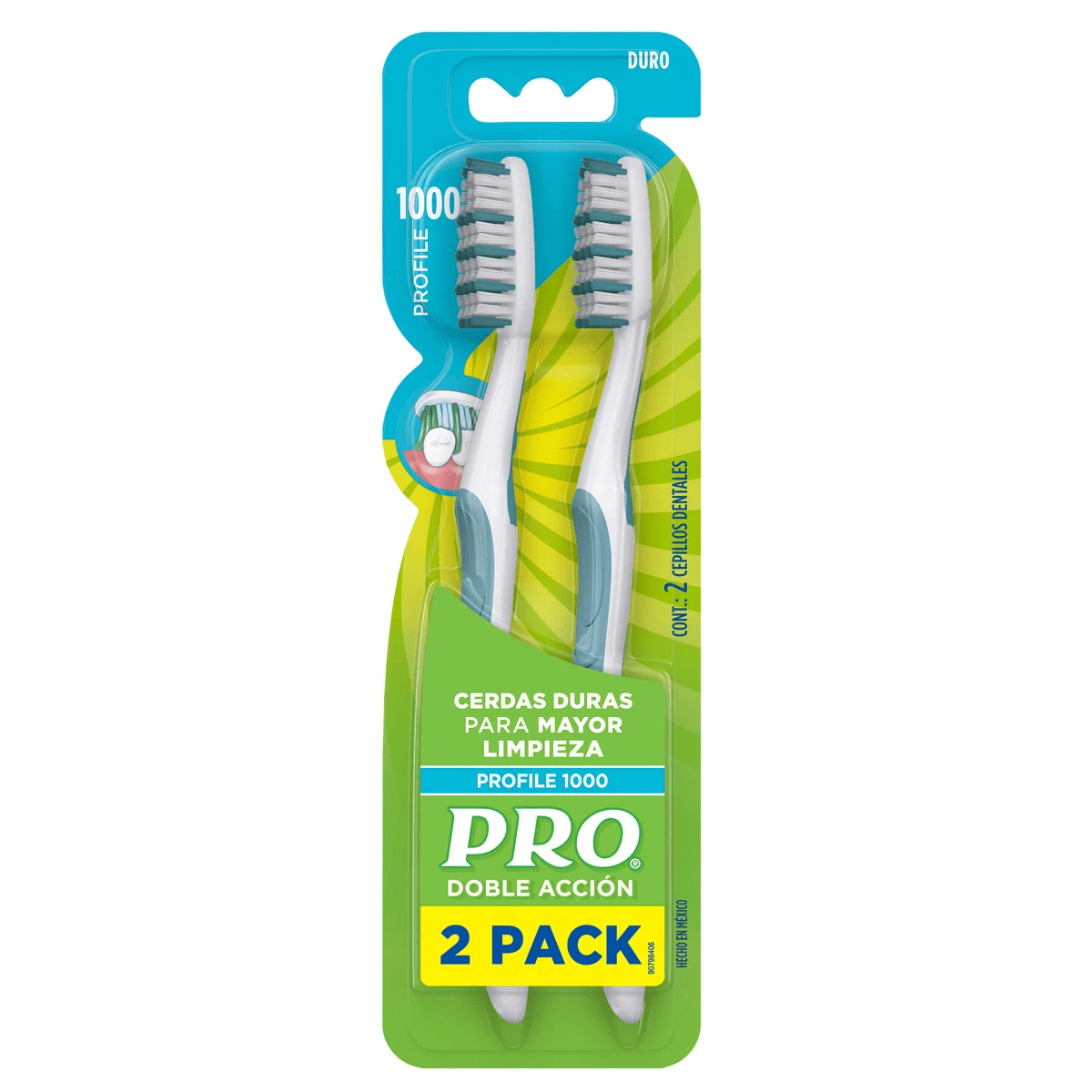 Pro cepillo cerdas duras pack x 2 unid