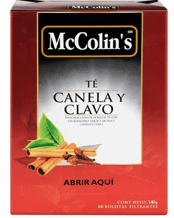 Mccolins te canela y clavo x 100 unidades