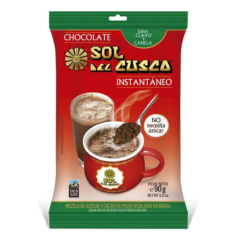 SOL DEL CUSCO chocolate instantáneo sabor clavo y canela 90 gr