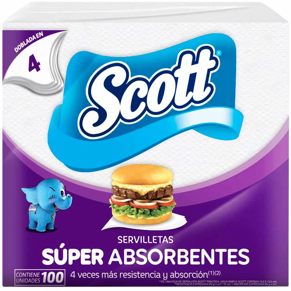 Scott servilleta DOBLADO en 4 X 100 unidades