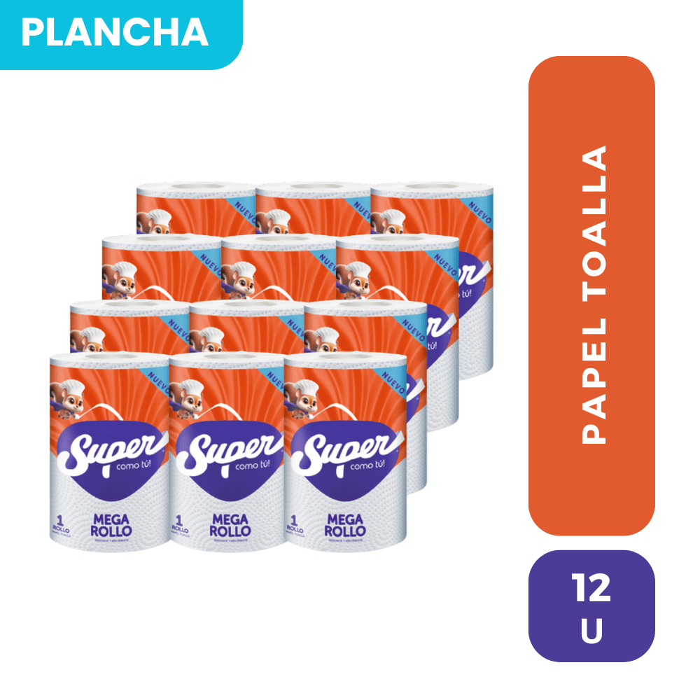 super toalla megarollo x 12 unidades