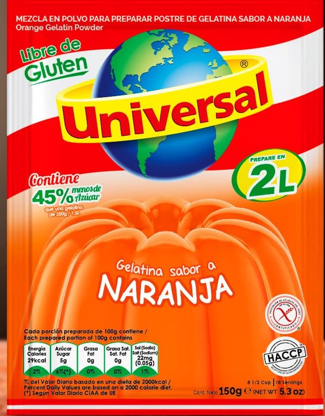 Universal gelatina naranja 130 GR