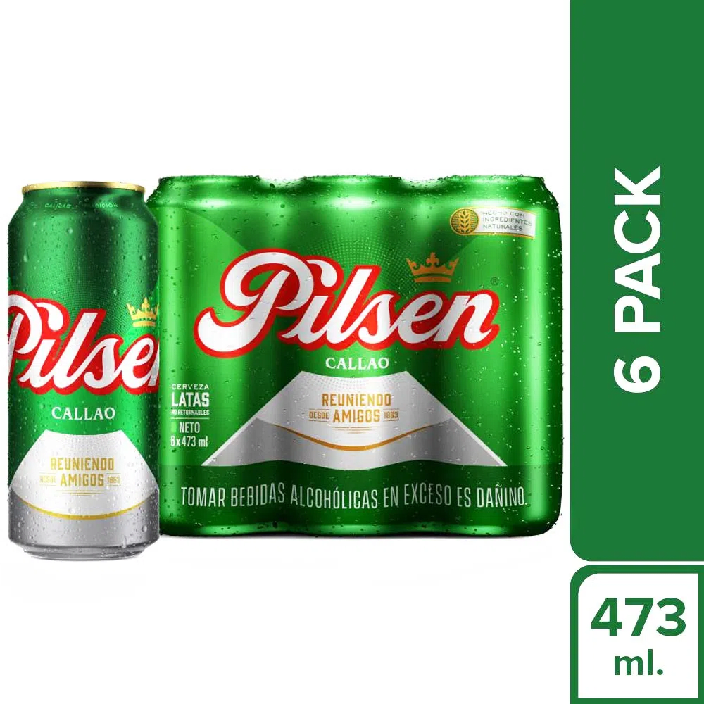Pilsen callao cerveza lataza 473 ml X 6 unidades Rol Market