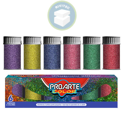 TEMPERA GLITER 6 COLORES