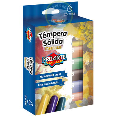 TEMPERA SOLIDA METALIZADA 6 COLORES