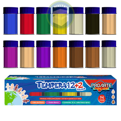 TEMPERA 14 COLORES 12+2