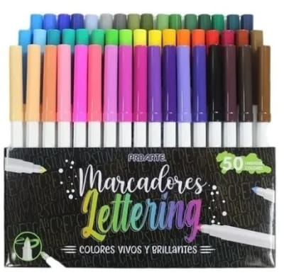 MARCADORES LETERING PUNTA CONICA 50 COLORES