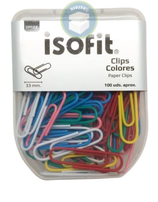CLIPS COLORES 100 UNIDADES  33 MM