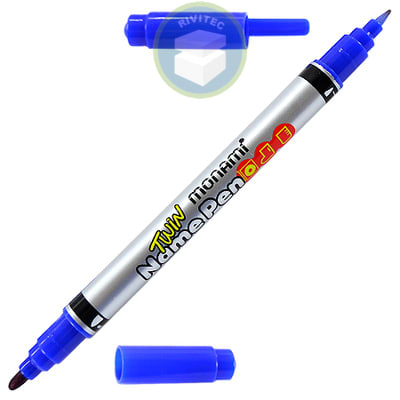 MARCADOR DOBLE PUNTA PERMANENTE AZUL PUNTA FINA Y GRUESA