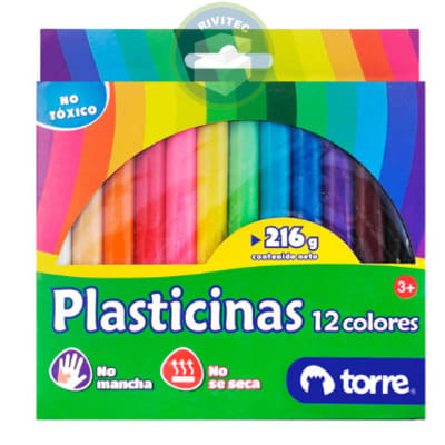 PLASTICINA 12 COLORES TORRE