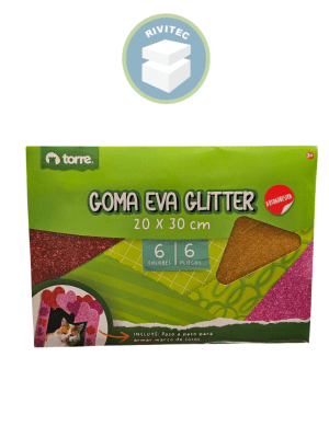 ESTUCHE GOMA EVA GLITTER AUTOADHESIVA