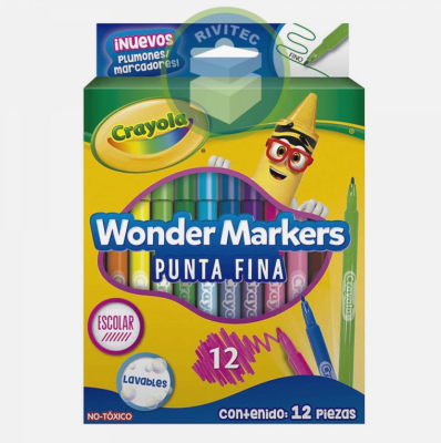 PLUMONES PUNTA FINA DE 12 COLORES CRAYOLA