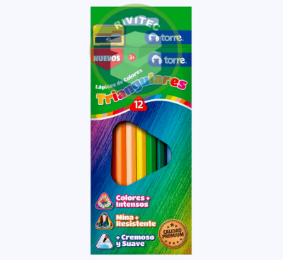 LAPICES DE 12 COLORES TRIANGULARES + SACAPUNTAS