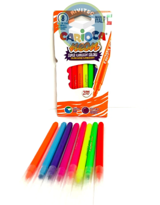 PLUMONES PUNTA FINA NEON 8 COLORES