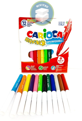 PLUMONES JUMBO 12 COLORES CARIOCA