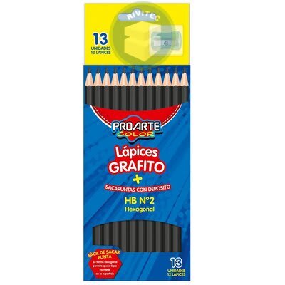 LAPICES GRAFITOS HEXAGONONALES N°2 HB CAJA  13 UNID PROARTE1