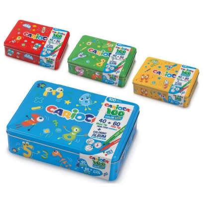 PLUMONES 100 UNID CAJA METALICA CARIOCA1