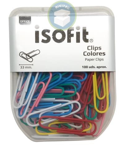 CLIPS COLORES 100 UNIDADES  33 MM1