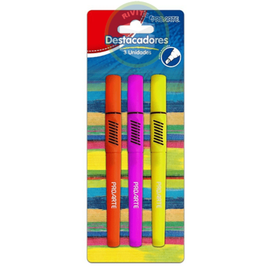 DESTACADORES FLUOR 3 UNIDADES PROARTE1