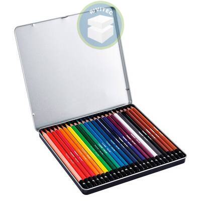 LAPICES HEXAGONALES 24 COLORES EN CAJA METALICA2