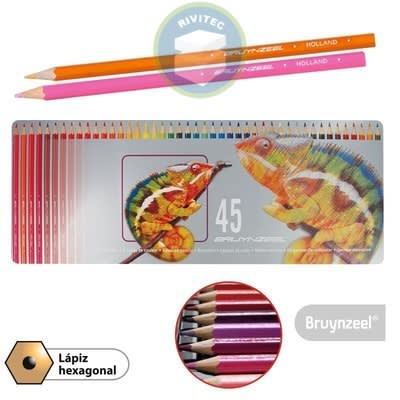 LAPICES 45 COLORES HEXAGONAS EN CAJA METAL2