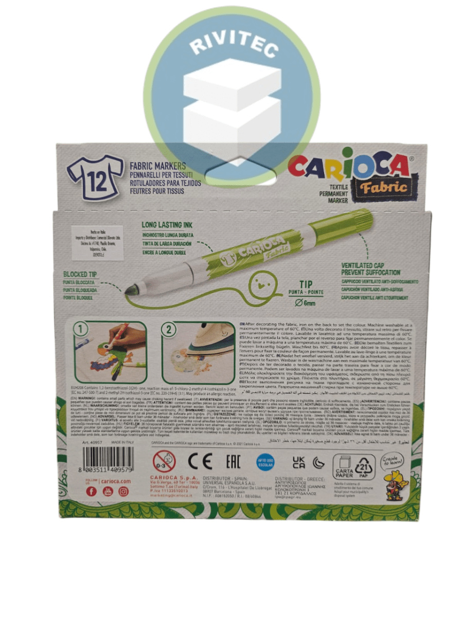 PLUMONES 12 COLORES FABRIC CARIOCA1