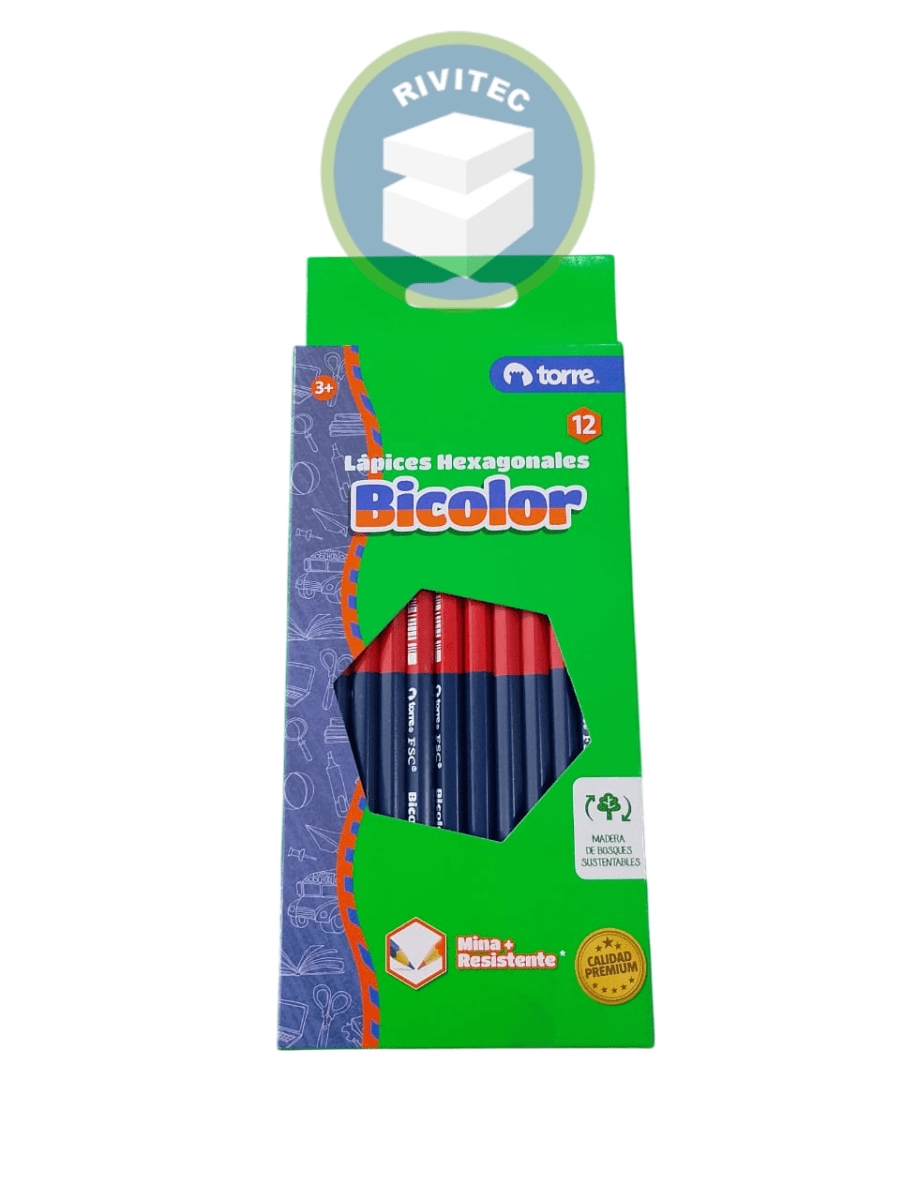CAJA DE LAPICES BICOLOR HEXAGONALES1