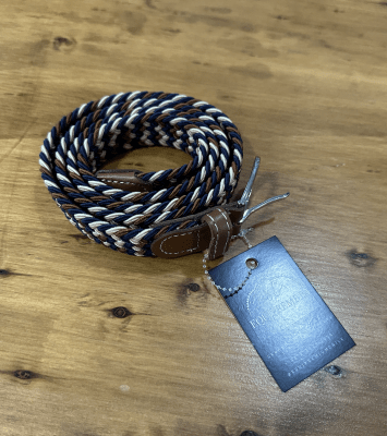 Cinturon Elasticado Azul Café Blanco