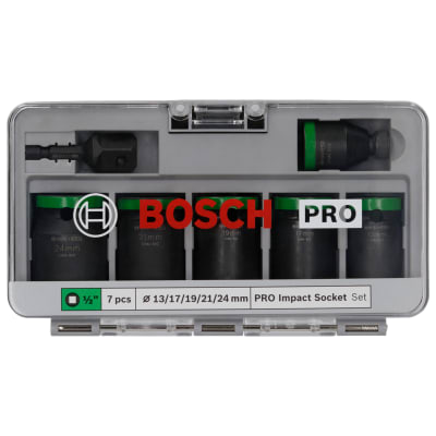 Juego Dados Impacto 7Pzas 13/17/19/21/24mm Con adaptador Bosch 2608.003.032