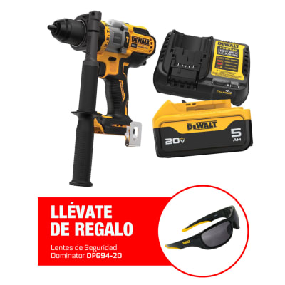 Kit Taladro Percutor 1/2'' 20V 112Nm + Batería 5.0Ah + Cargador y Lentes Dewalt DCD999B-K1