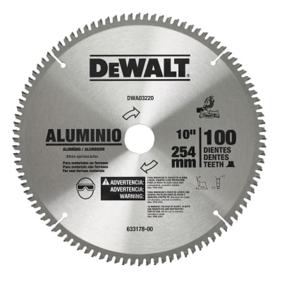 DISCO DE SIERRA PARA ALUMINIO 10 PULG 254 MM. 100 DTES DWA03220 DEWALT