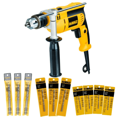 Combo Taladro DeWalt 650W + Set 10 Brocas - DWD024-K19
