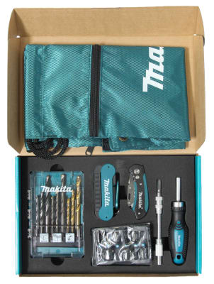 SET 29 piezas • brocas • puntas • Vasos • Destornillador • Navaja plegable E-30053 MAKITA