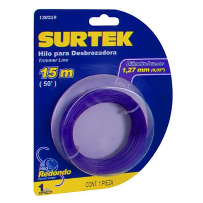 Nylon para Desbrozadora 1.27Mm x 15Mt Surtek SURT130259