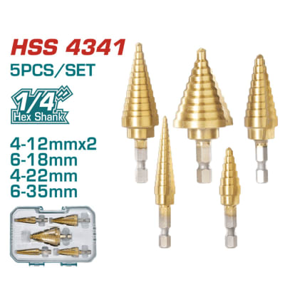 Set de Brocas Escalonadas Hex 1/4'' 5Pzas Total TACSD2051