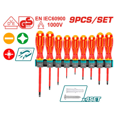 Set Destornilladores Aislados 1000V X 9Pzas Total THTIS596