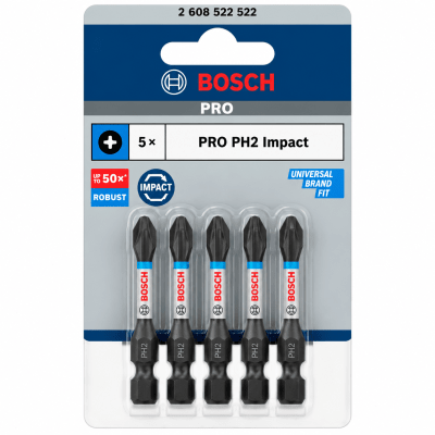 Punta Impact Phillips 55 mm PH2 5Pz Bosch 2608.522.522