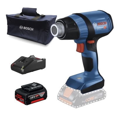 Pistola de Calor 18V 500 °C + Batería 4.0 Ah + Cargador + Bolso Bosch 0615.A50.0CN