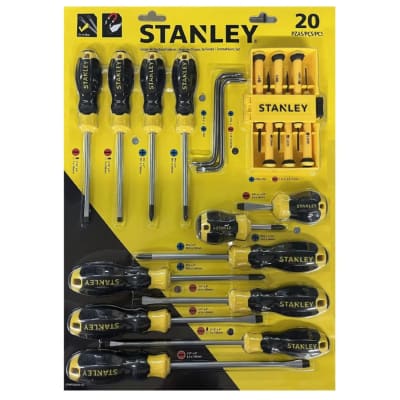 SET DE DESTORNILLADORES CUSHION GRIP JGO. 20 PZAS PLANO PHILLIPS STANLEY 60-220