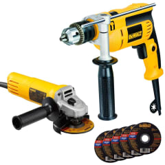 Taladro 1/2'' 650w DWD024 + Esmeril 4-1/2'' 750w DWE4010 + 5 Discos Dewalt 0