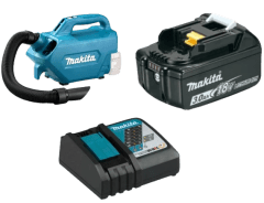 Aspiradora Inalámbrica Automotriz LXT 18V + Bat 3.0Ah BL1830B + Cargador Rápido DC18RC Makita 0