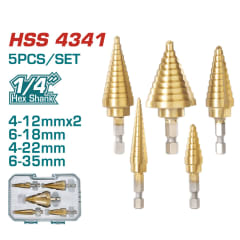 Set de Brocas Escalonadas Hex 1/4'' 5Pzas Total TACSD2051 0