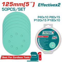 Set Lijas Circulares 125Mm 50Pcs/Set P40+P80+P120+P180 Total TAC125050 0