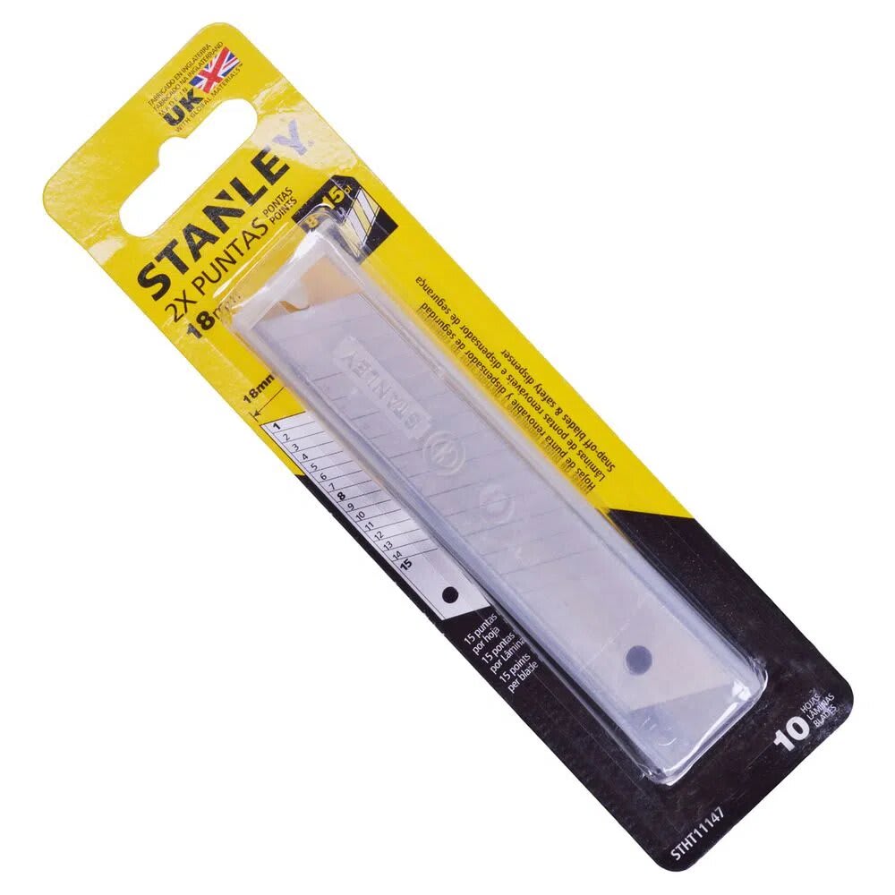 CUCHILLA DE REPUESTO SNAP OFF 18MM 8 SEGMENTOS (10 UNIDADES) STANLEY1
