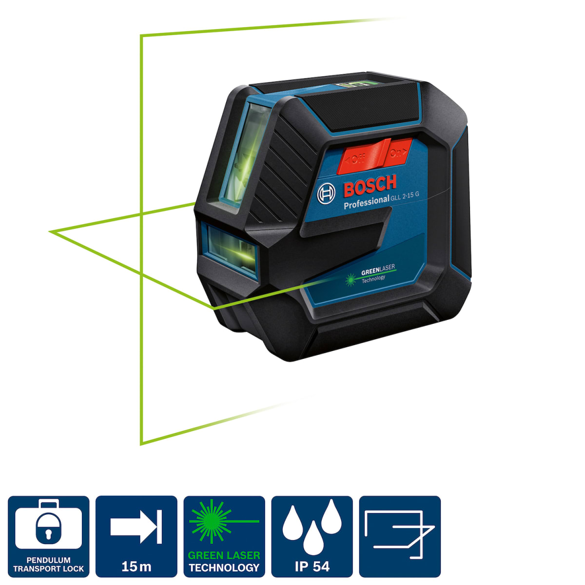 Nivel Láser de Líneas Verdes Bosch GLL 2-15 G Professional – 0601.063.W024